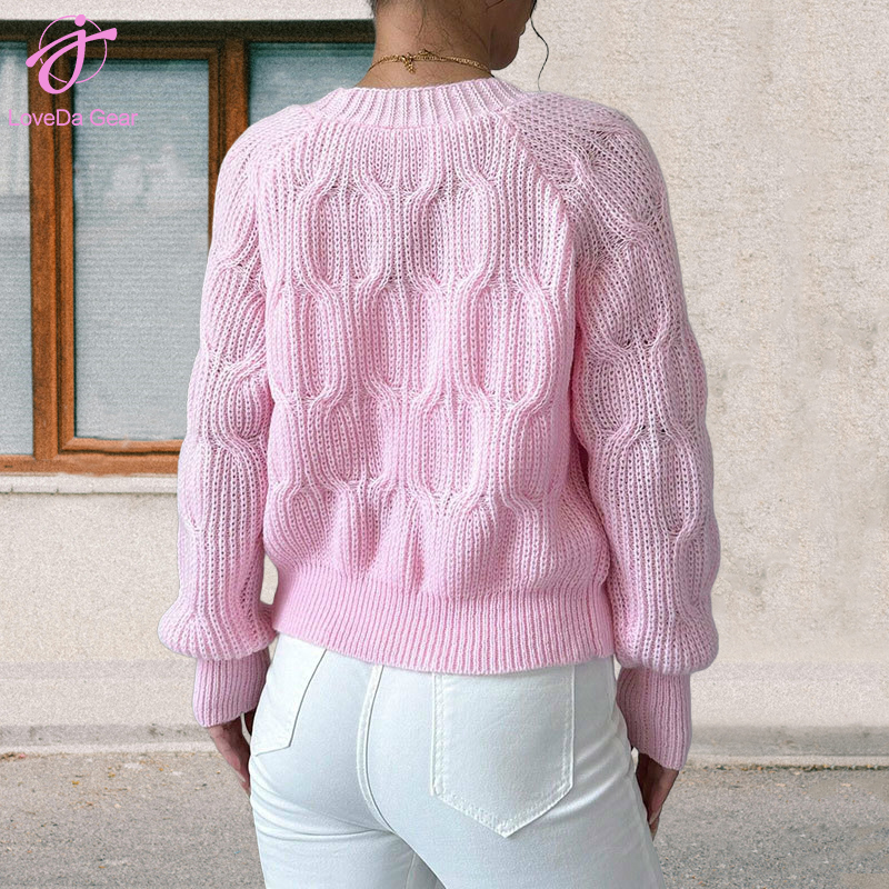 Damen Strickjacke Oversize mit Schleife 4