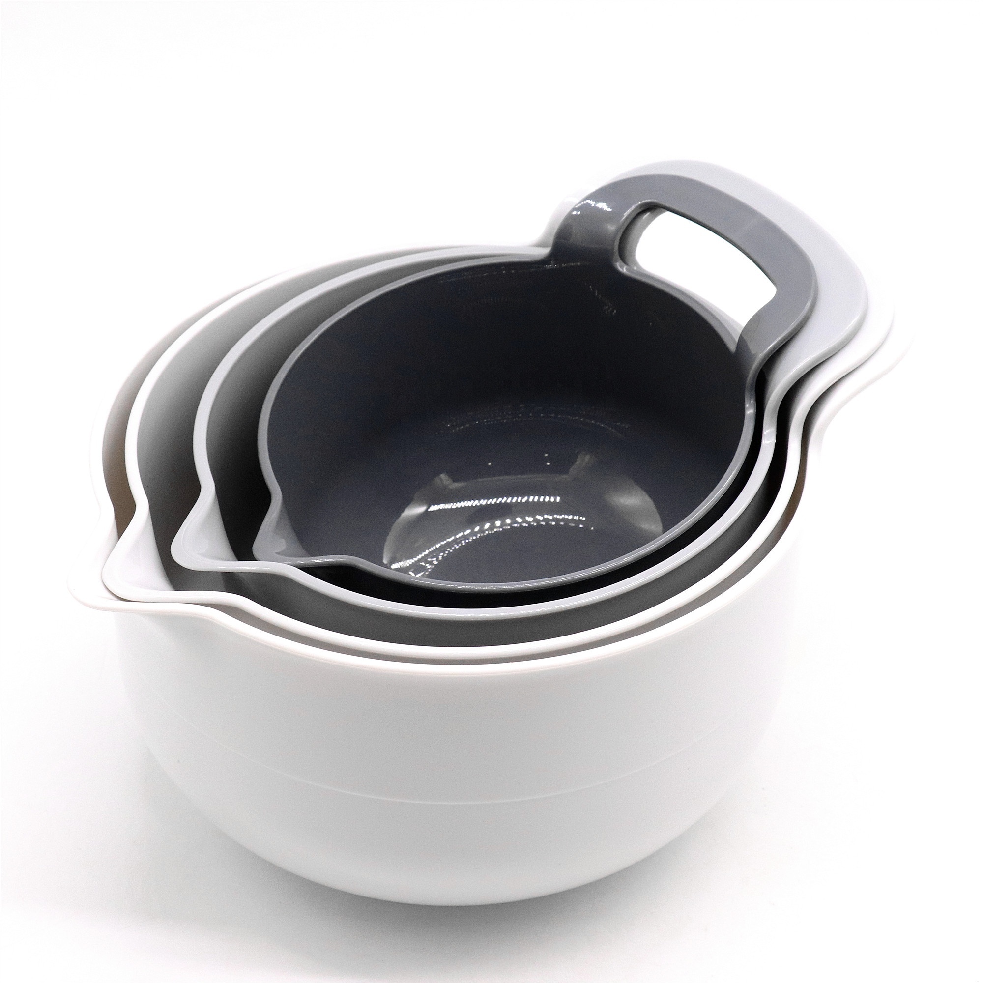 4-teiliges Kunststoff-Salatschüssel-Set, stapelbar