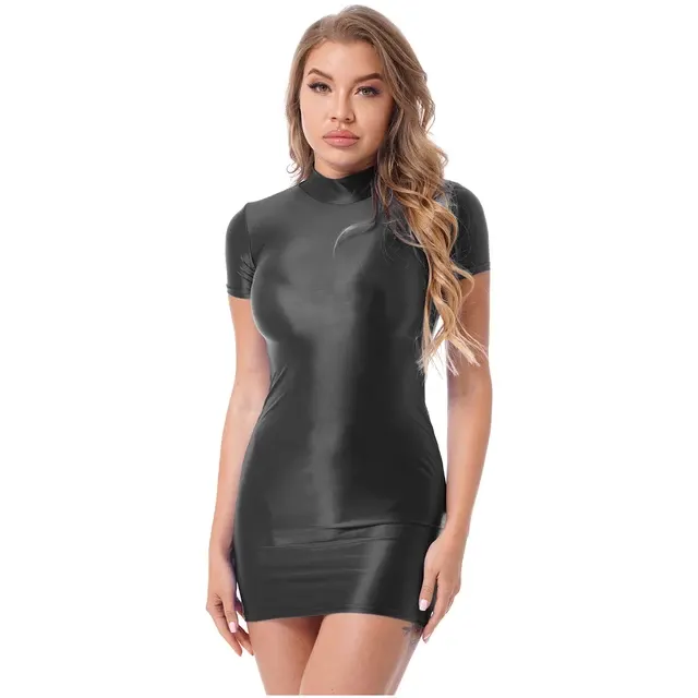 glänzendes Bleistift Minikleid 2