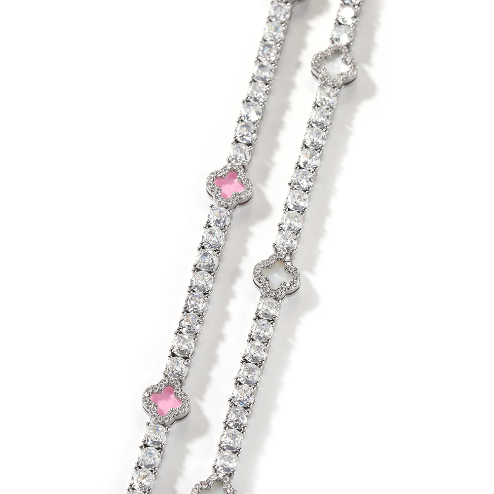 Rosa Kleeblatt-Schmuckset mit Armband für Mädchen 2