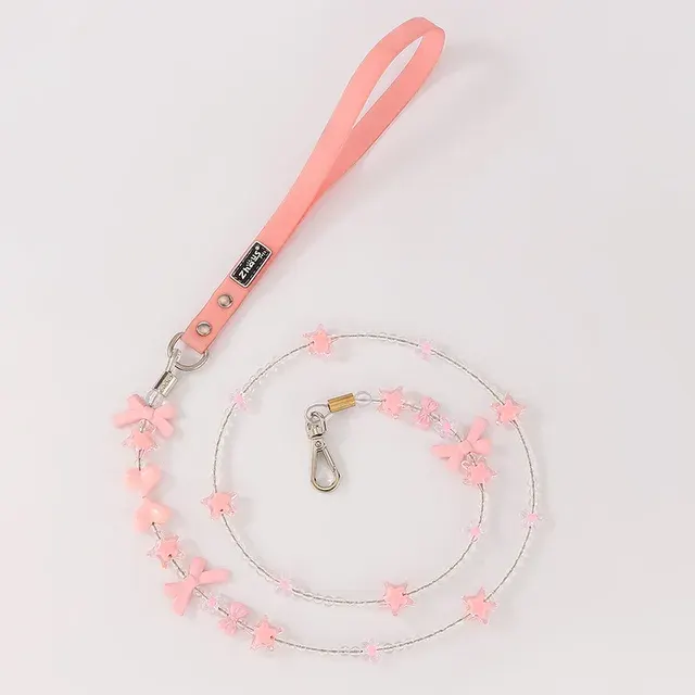Perlen-Hundehalsband mit Leine 2