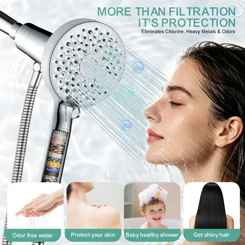 Handbrause mit 8 Strahlarten und Chlorfilter