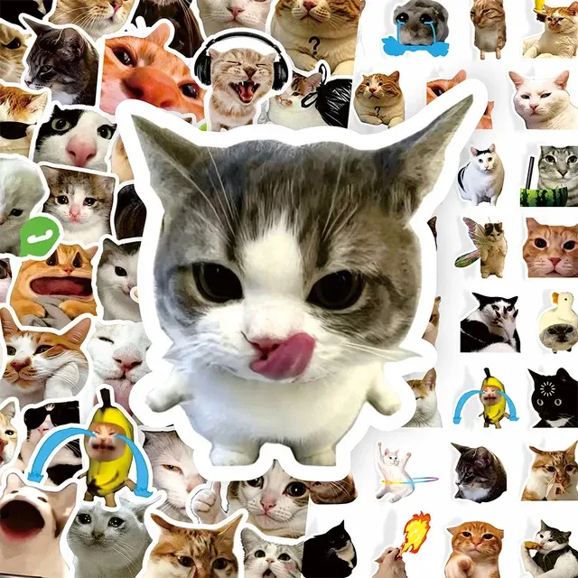 Wasserdichte Katzen-Meme Cartoon-Sticker Set 3