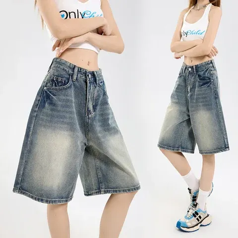 Weite Jeans-Shorts