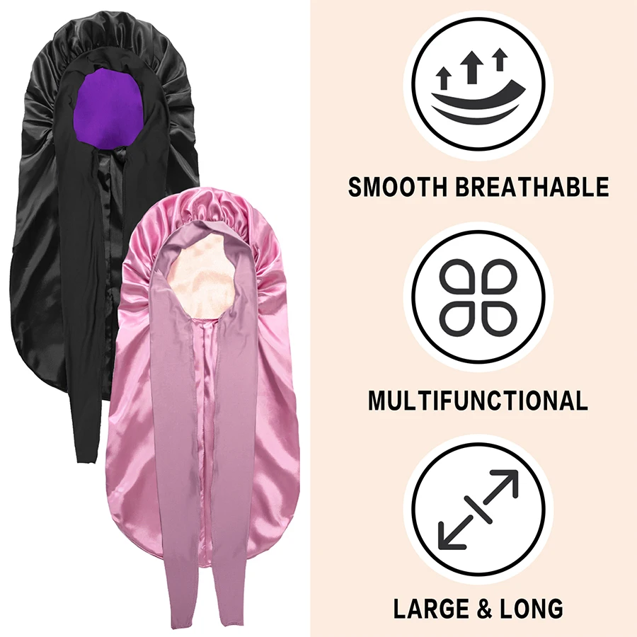 Extra große lange Satin-Haube für Damen 2