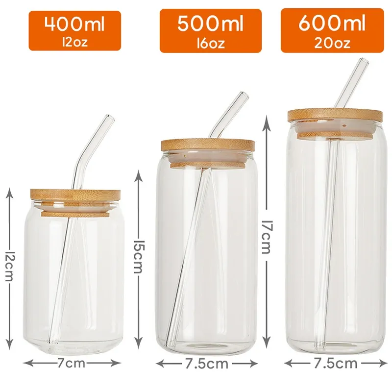 Borosilikatglas-Trinkglas mit Strohhalm 500ml 3