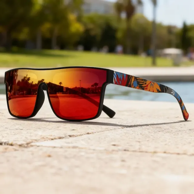 Quadratische Unisex-Sportsonnenbrille mit Muster 2