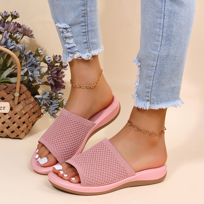 Flache Damen-Hausslides aus Pantoffel-Material