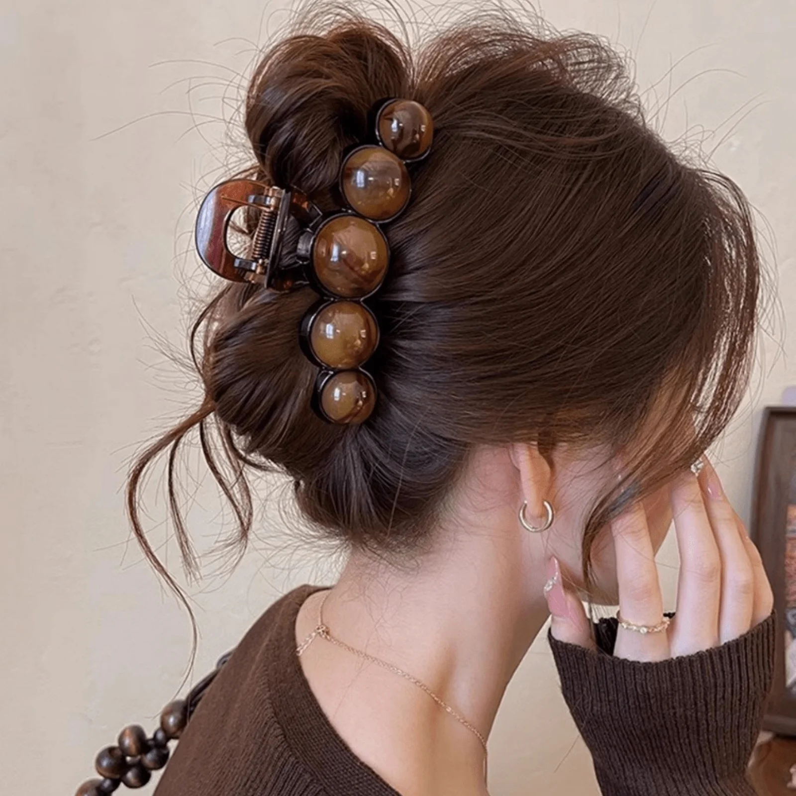 Elegante Acryl-Perlen-Haarklammer, große Haarnadel 3