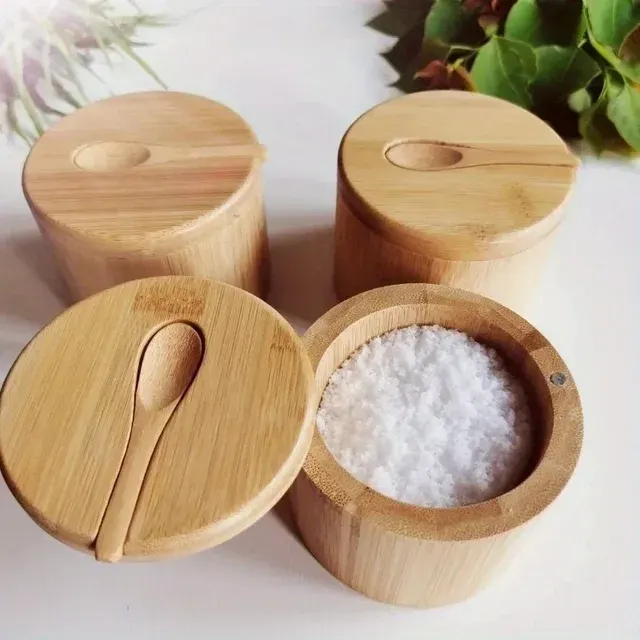 Bambus-Gewürzdosen-Set mit Glasbehältern 2
