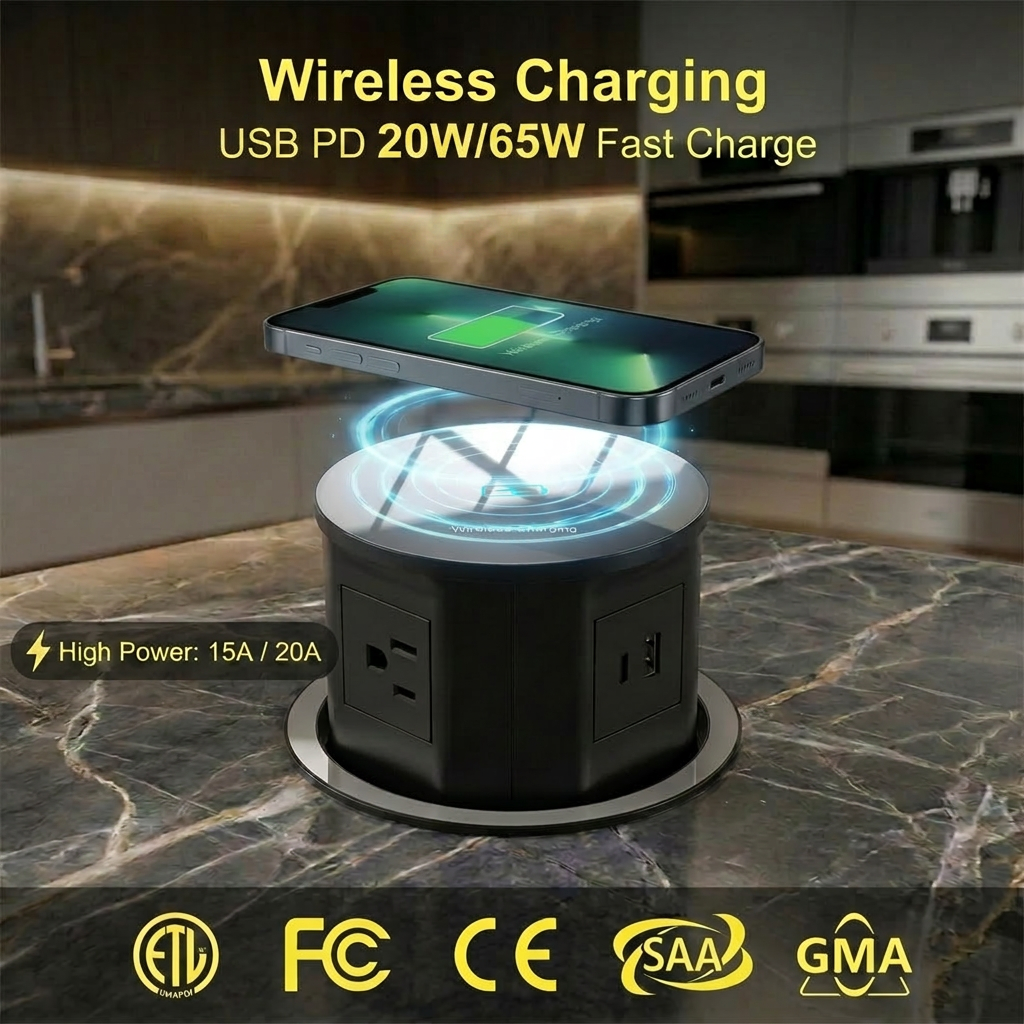 Motorisierte Steckdosenleiste für Konferenztische