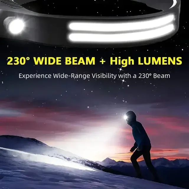 COB-LED-Stirnlampe mit Sensor und USB-Akku 2