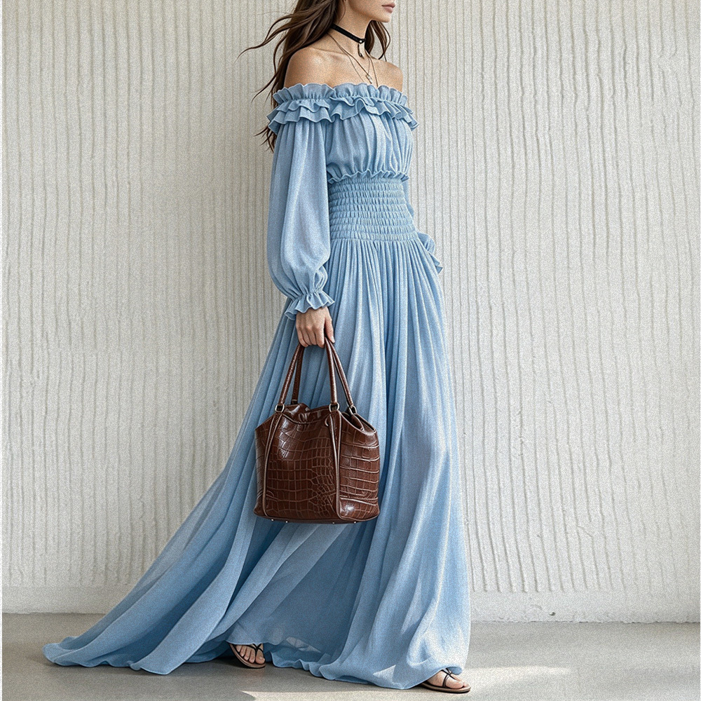 Romantisches Off-Shoulder-Maxikleid 2