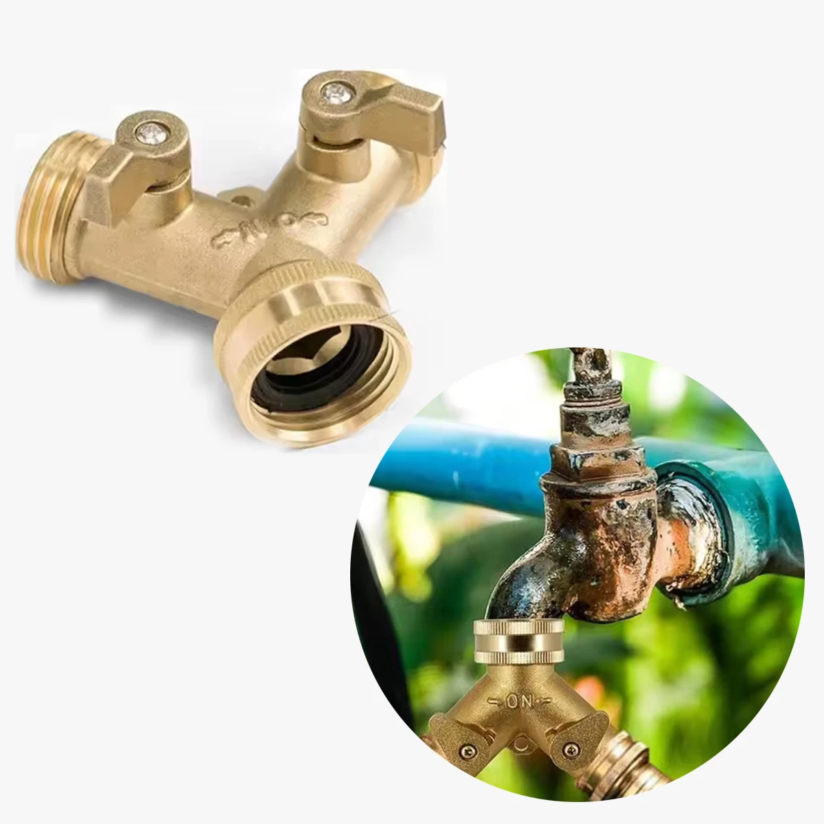 Messing-Wasserhahn-Adapter mit 3/4-Zoll-Anschluss 3