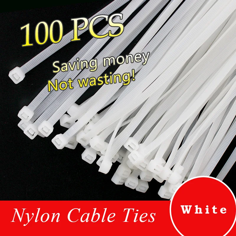 Weiße Kabelbinder aus Nylon, 100 Stück 3