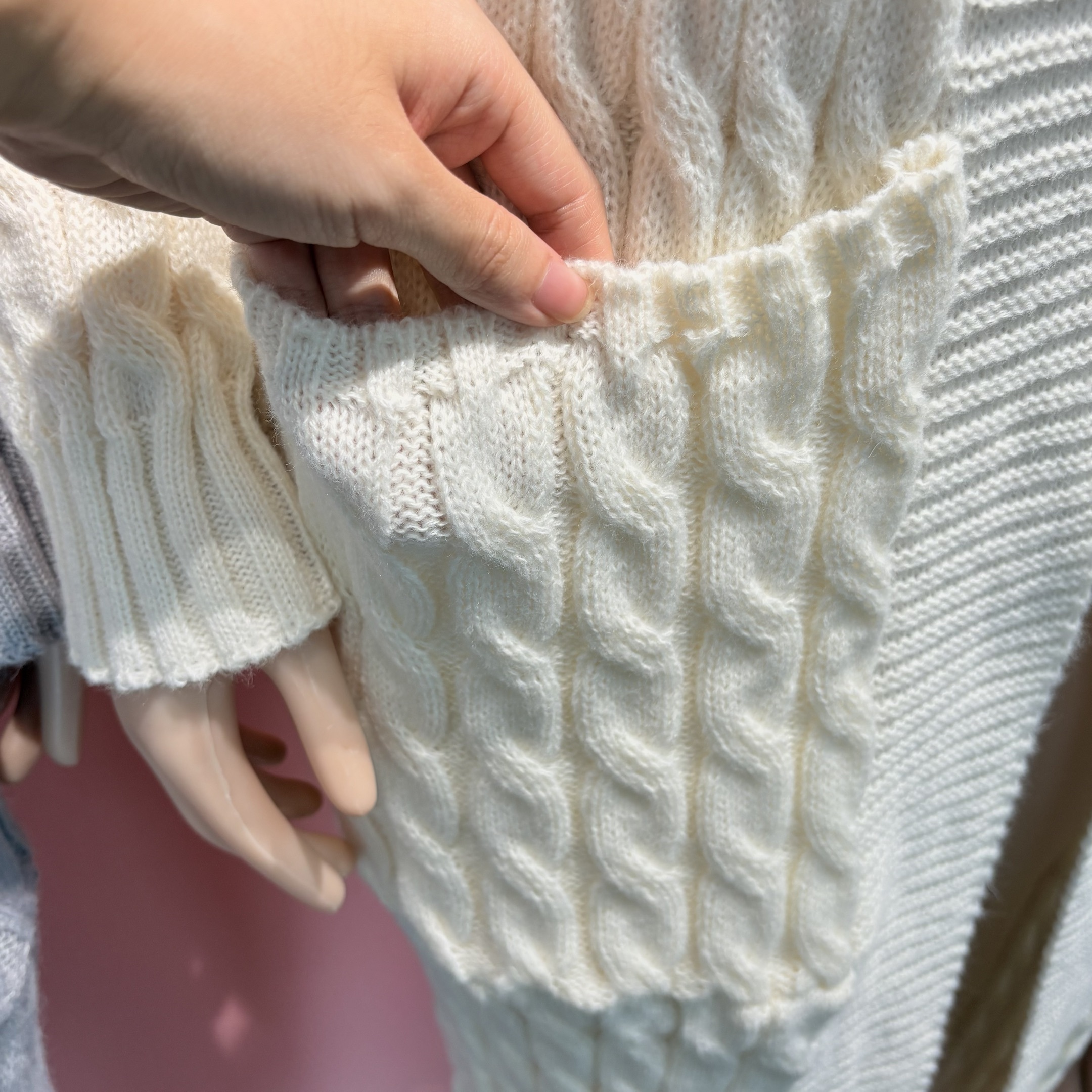 Damen Langer Strickcardigan mit Taschen 4