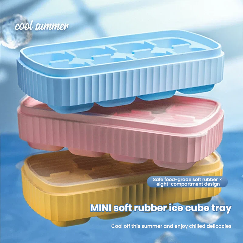 Stapelbare Eiswürfelform aus Silikon, 8 Fächer 3