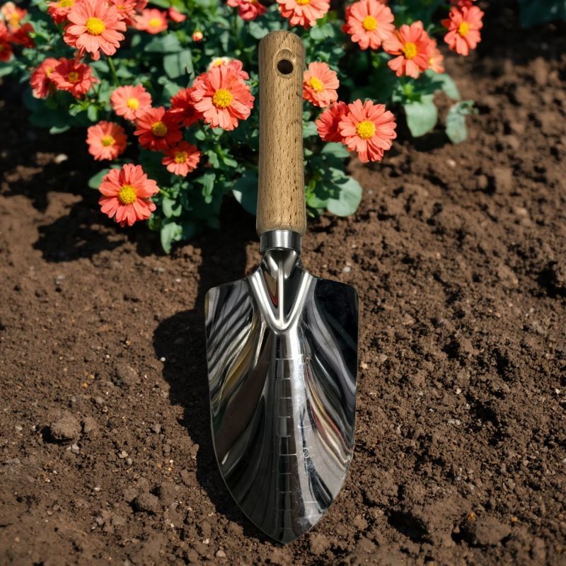 Edelstahl-Gartenwerkzeugset mit Holzgriff 2