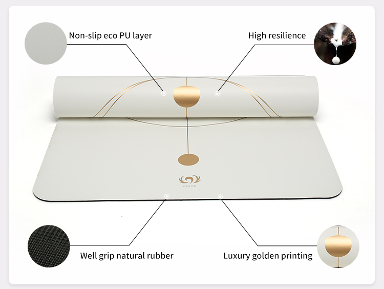 Vegane PU Yogamatte Pillenform Naturfarben 4