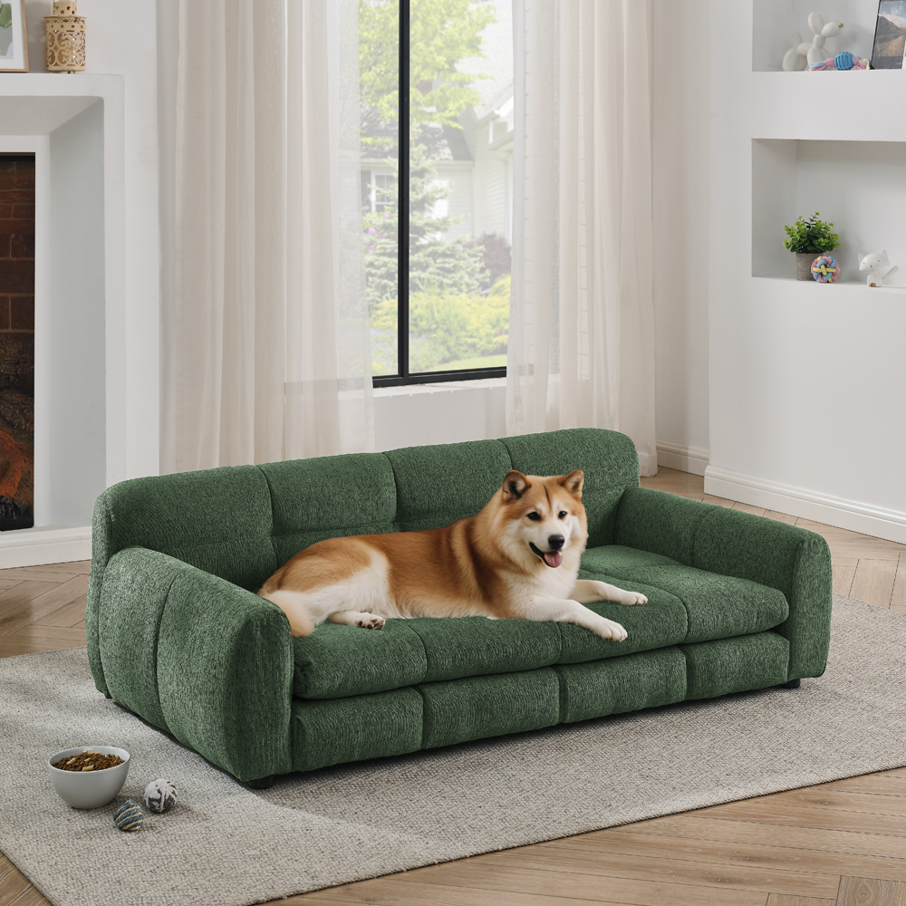 Olivgrünes Leinen-Hundesofa für große Hunde