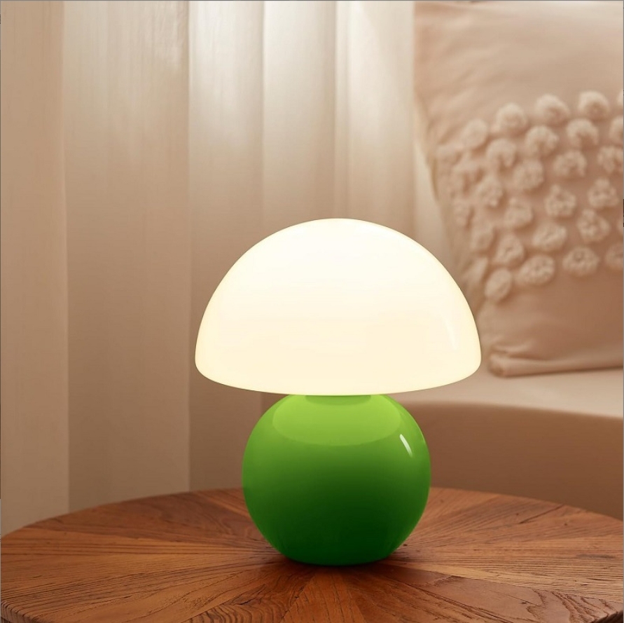 Pilz Tischlampe Keramikfuß Akku dimmbar 2