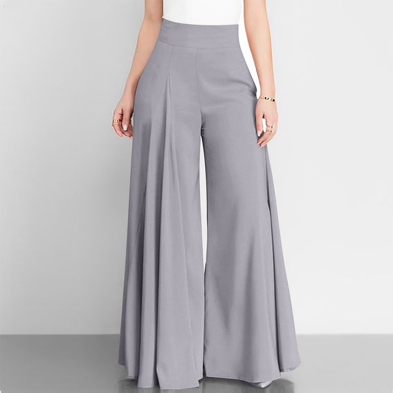 Damen Hose mit hohem Bund Weites Bein 2