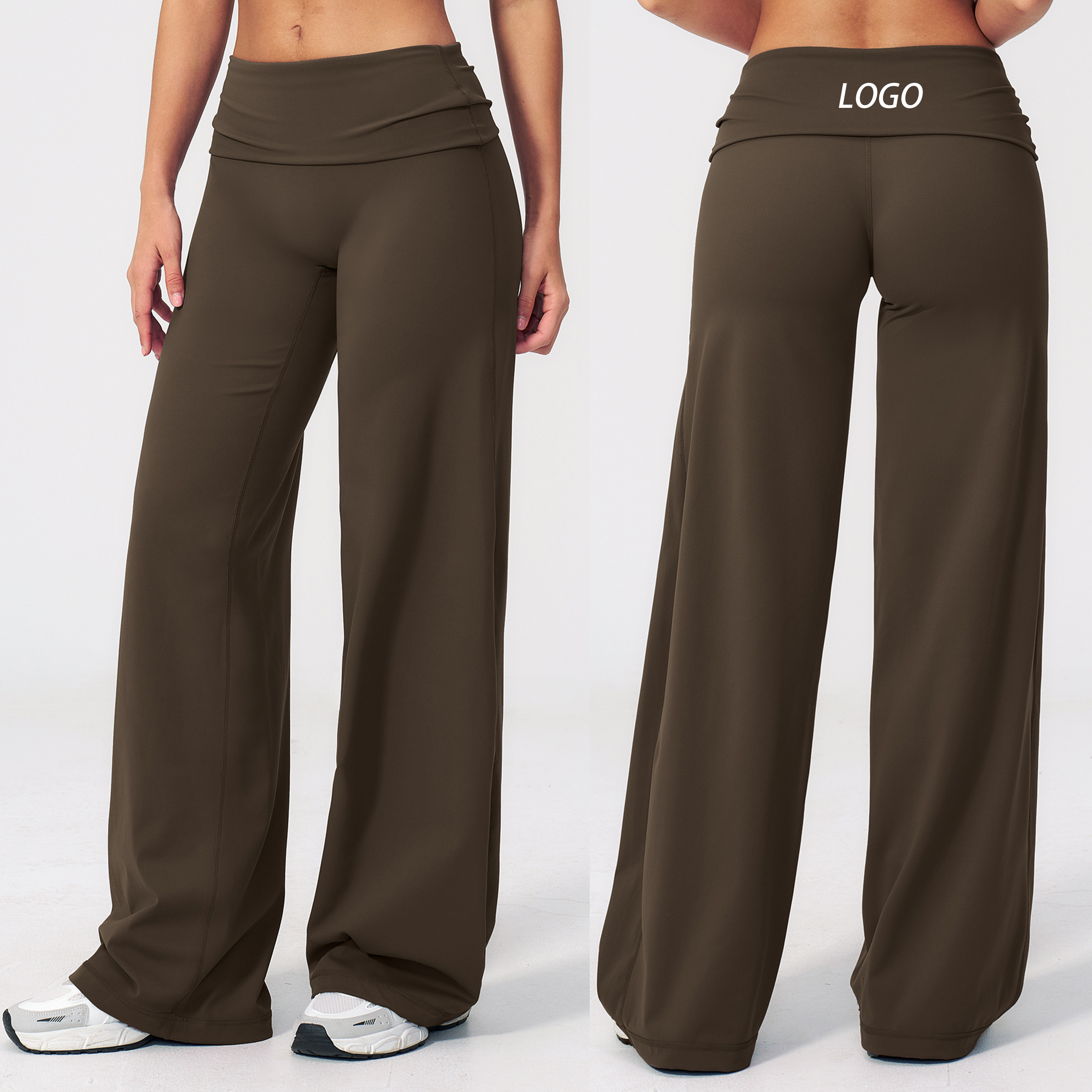 Yogahose mit Umschlagbund und weitem Bein