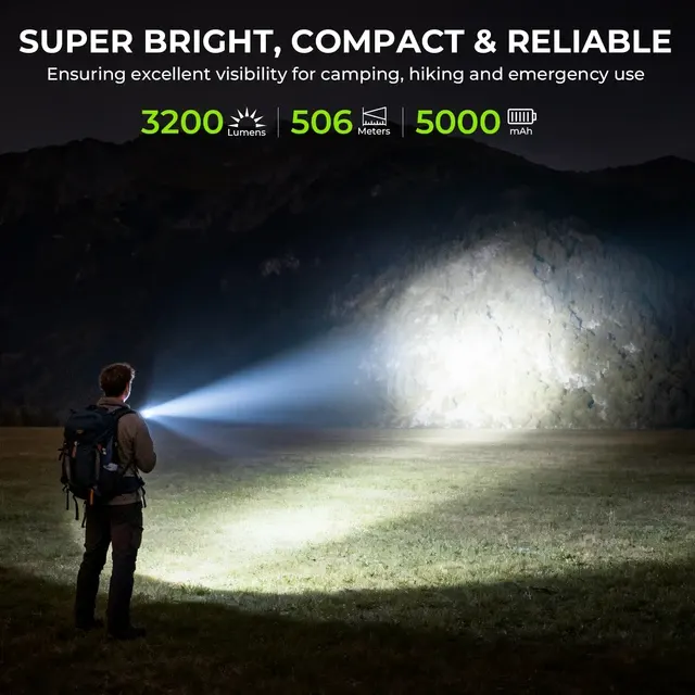 Taktische USB-C-Taschenlampe, 3200 Lumen, 21700 2