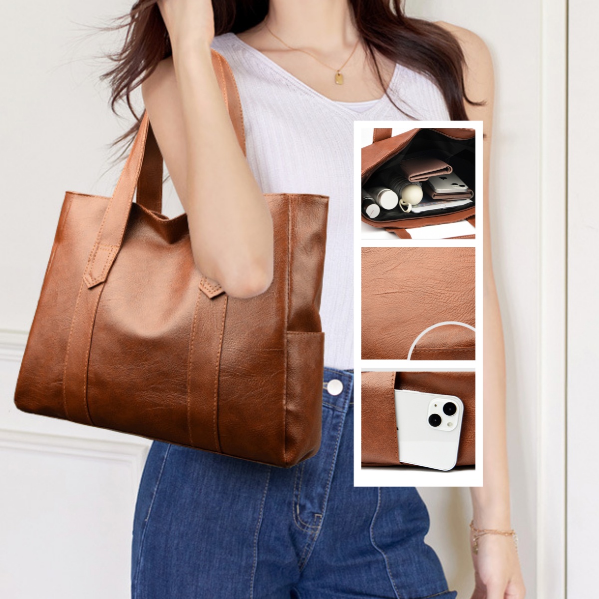 Vintage Damen Schultertasche Im Herbst-Look 4