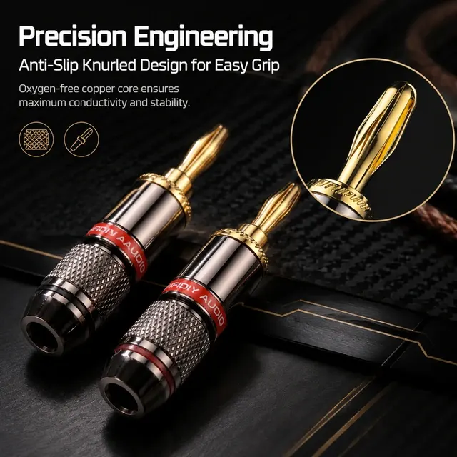 4mm Vergoldete Bananenstecker Kupfer Set 2