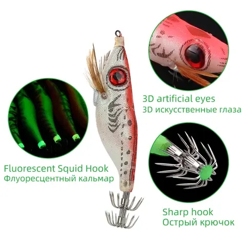 Tintenfisch-Jig-Set aus Holz 9 g