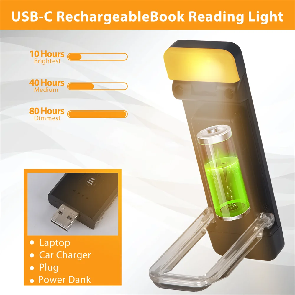 Wiederaufladbare Clip-Buchlampe mit Timer 2