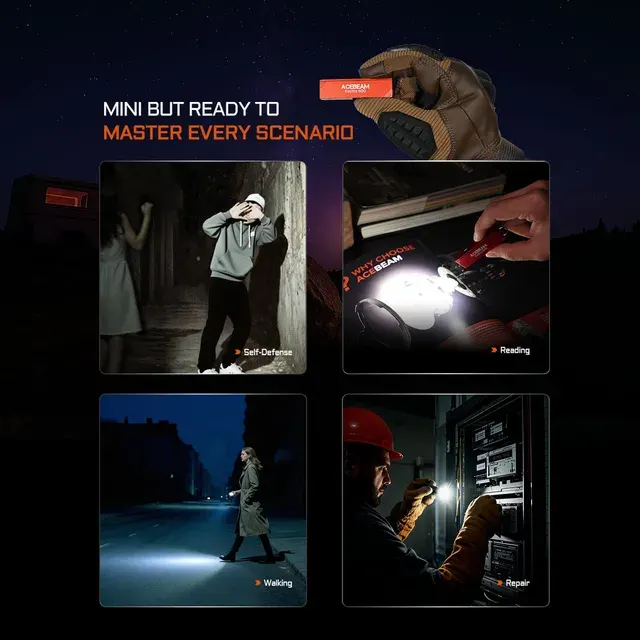 Wiederaufladbare EDC-Schlüsselanhänger-Taschenlampe mit Stroboskop 4