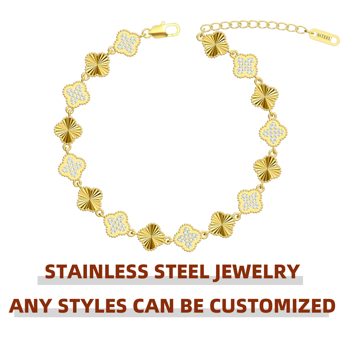 Edelstahl-Armband 316L mit 18K Gold und Zirkonia 2
