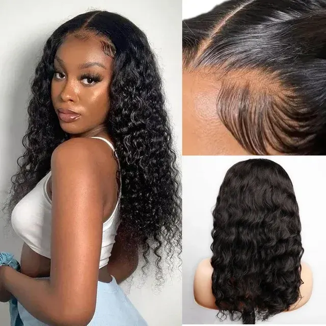 Kleberlose Deep-Wave-Echthaar-Lace-Front-Perücke 2