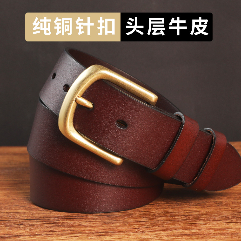Herren-Ledergürtel Kupferschnalle 4 cm