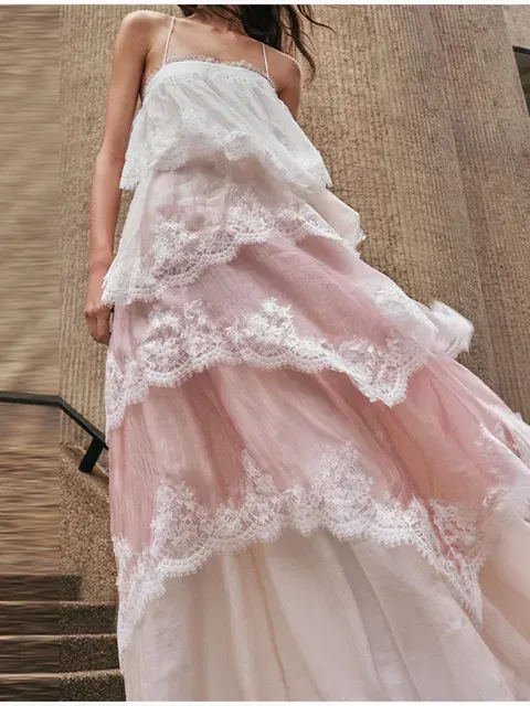 gestuftes Spitzen-Boho-Maxikleid 3