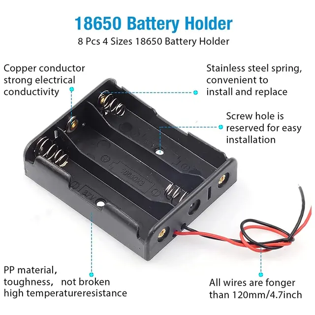 18650-Batteriehalter-Box mit Drähten 3