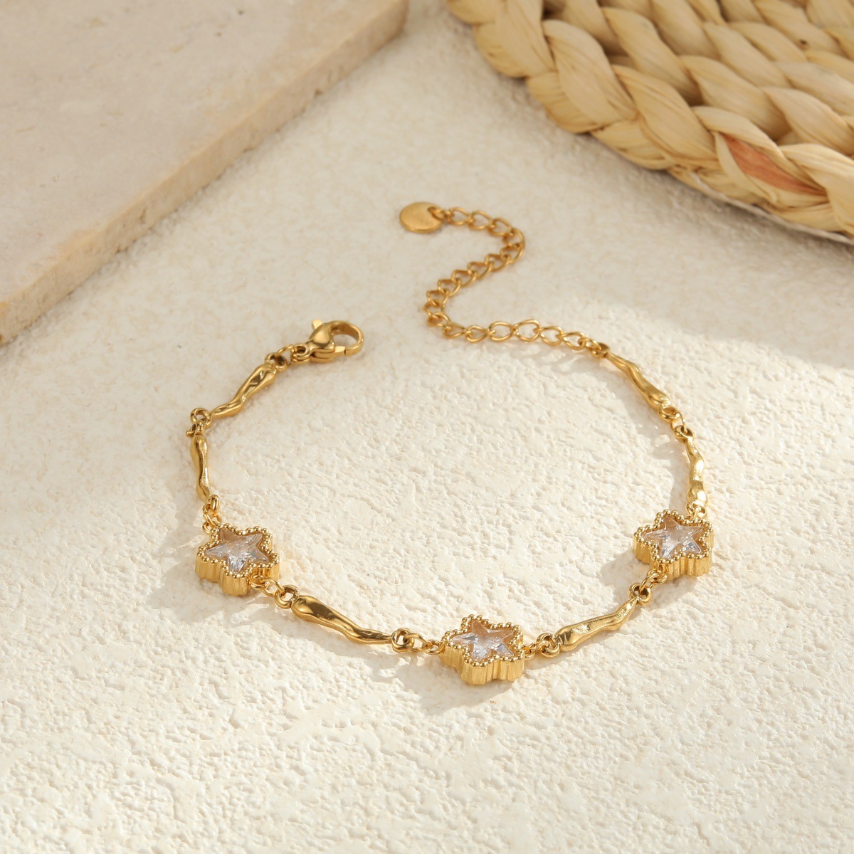 Bohemian Armband Gold mit grünem Stein 3