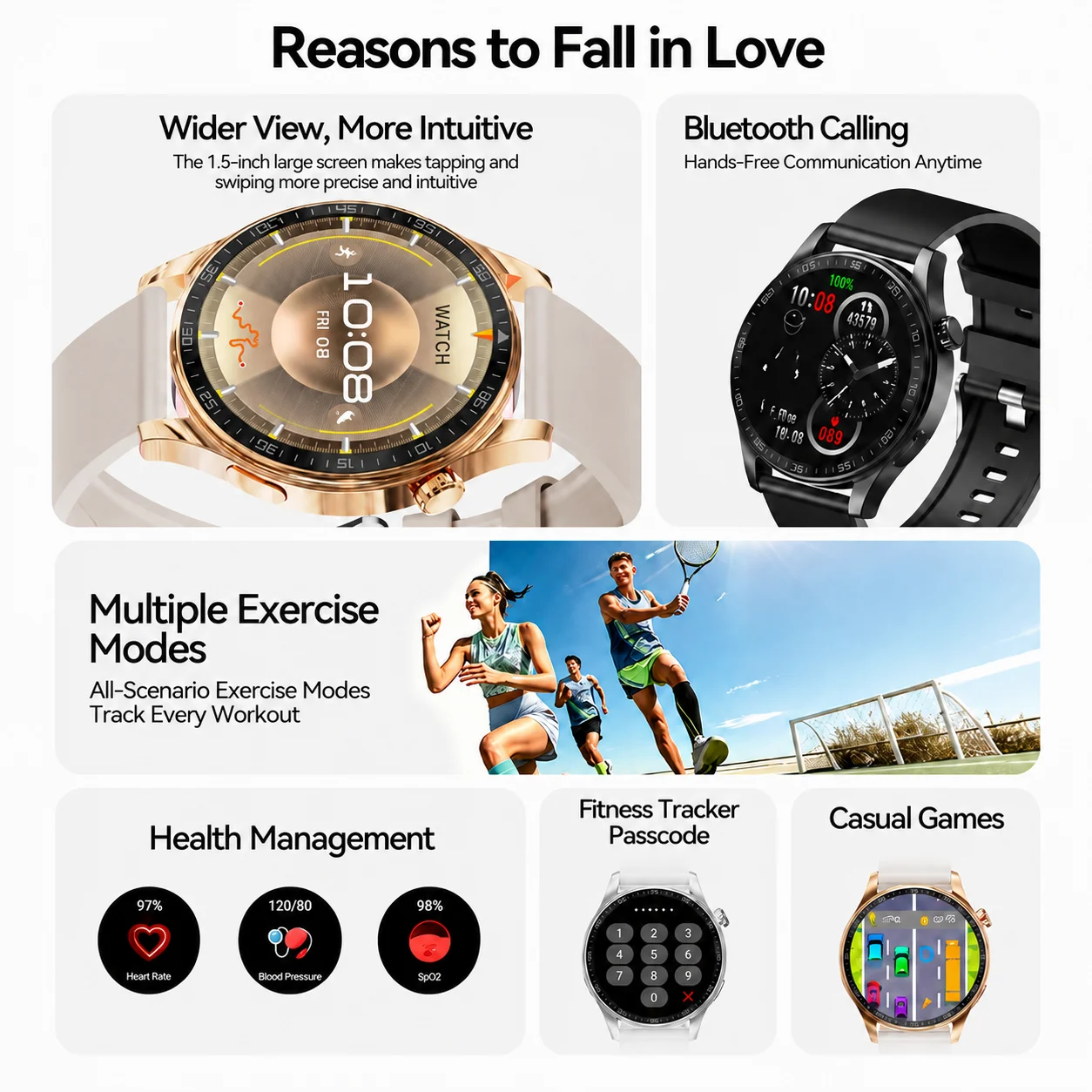 Fitness-Smartwatch mit Gestensteuerung und SOS 2