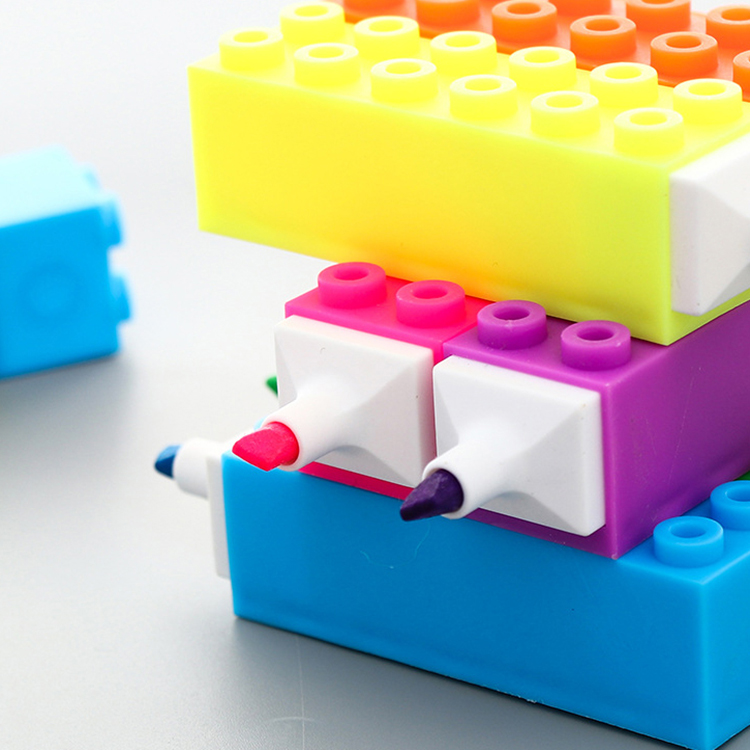 Bunte Textmarker im Bausteinformat für Kinder 4