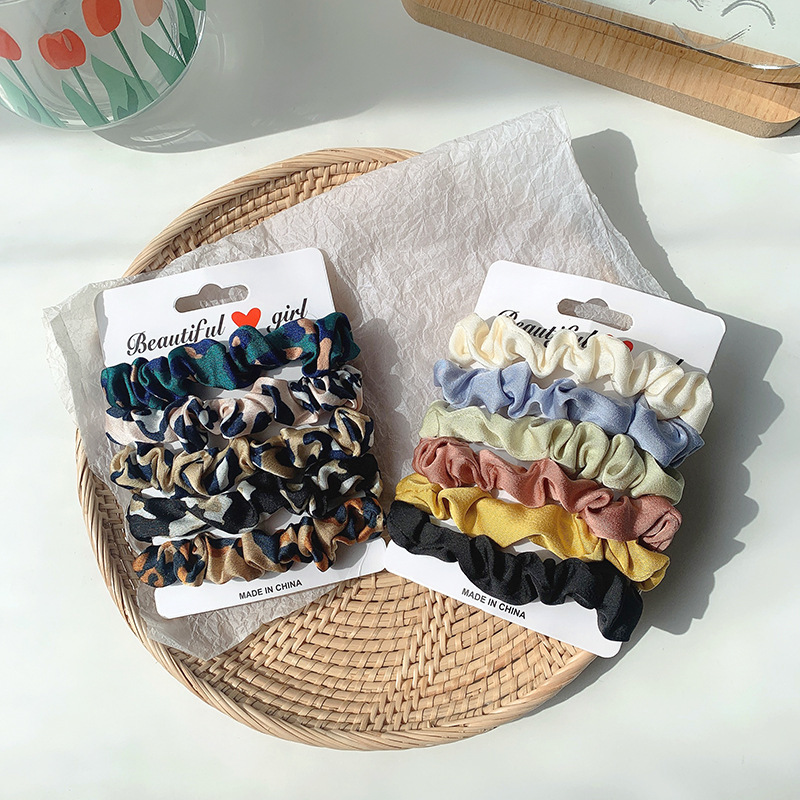 Bunte Satin Haargummis 5er Set 4