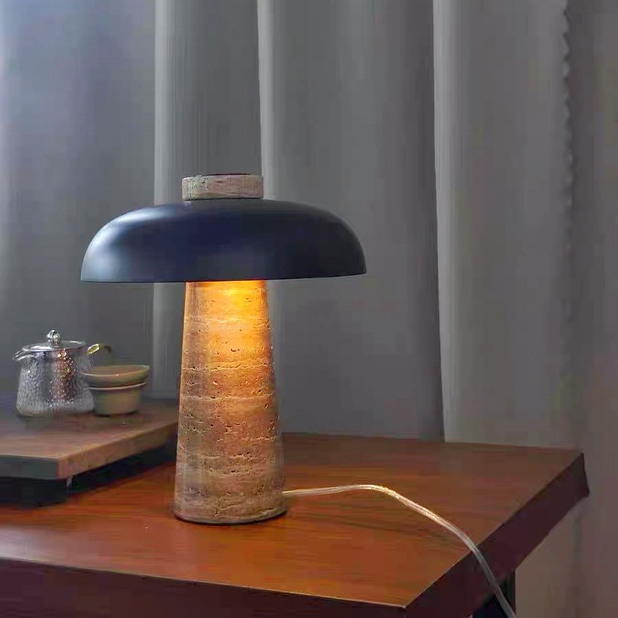 Nordische Travertin Pilz Tischlampe Gelb 2