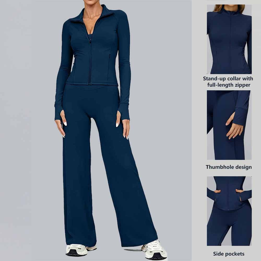 Zweiteiliges Damen-Workout-Set mit Weitbein-Hose 2