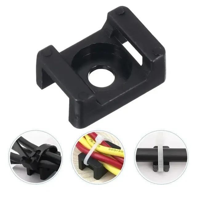 100 Stück Schwarze Kabelbinder-Montageclips 15x10mm 3