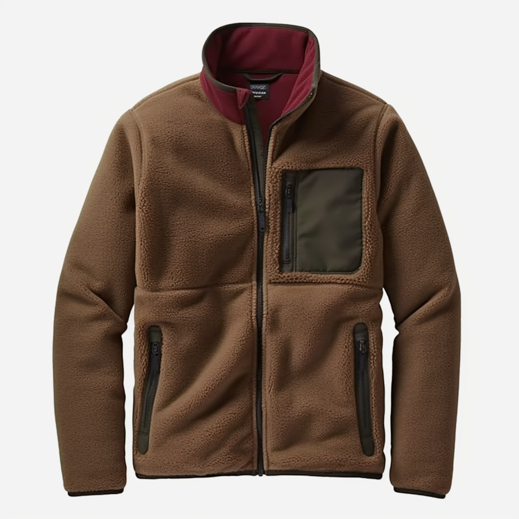 Sherpa-Fleecejacke Patchwork Stehkragen Unisex 4