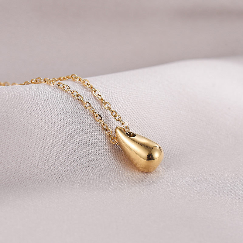 Goldfarbene Tropfen-Choker-Halskette aus Edelstahl 3