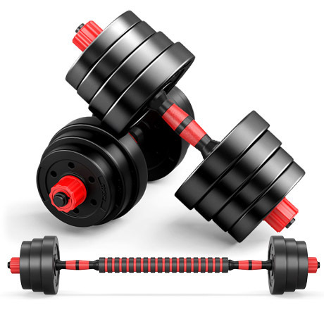 Heimgym-Set mit Langhantel und Kurzhanteln