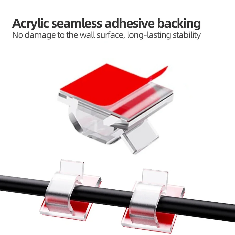 50 selbstklebende transparente Kabelclips 3