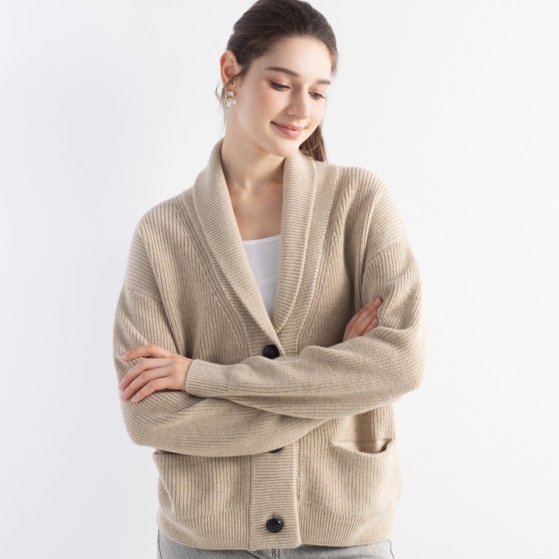 Damen Wollcardigan mit Schalkragen 2